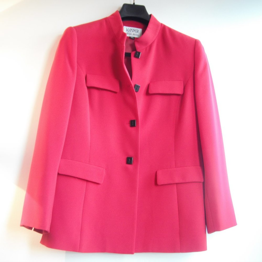 Kasper ASL Women's RED Blazer Jacket Polyester Size 12 Petite Longs Sleeve